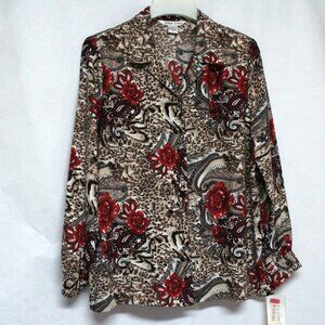 Allison Daley Long Sleeve Size 14 Multi Color Button Down Shirt Blouse or Top